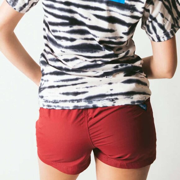 KAVU Elle 4" Quick Dry Hiking Outdoor Shorts with Belt in Rhubarb (Dark Red) - Picture 2 of 10